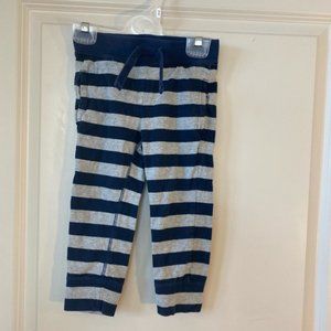 boy’s blue and grey stripe joggers, size 3